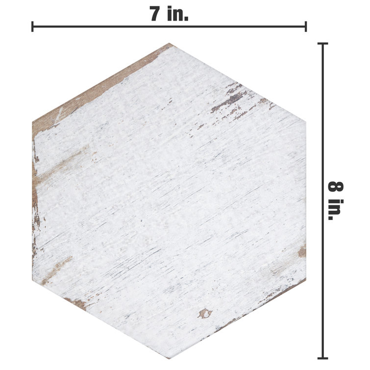 Retro Hex Blanc 7" x 8" Porcelain Hexagon Tile for Walls & Floors