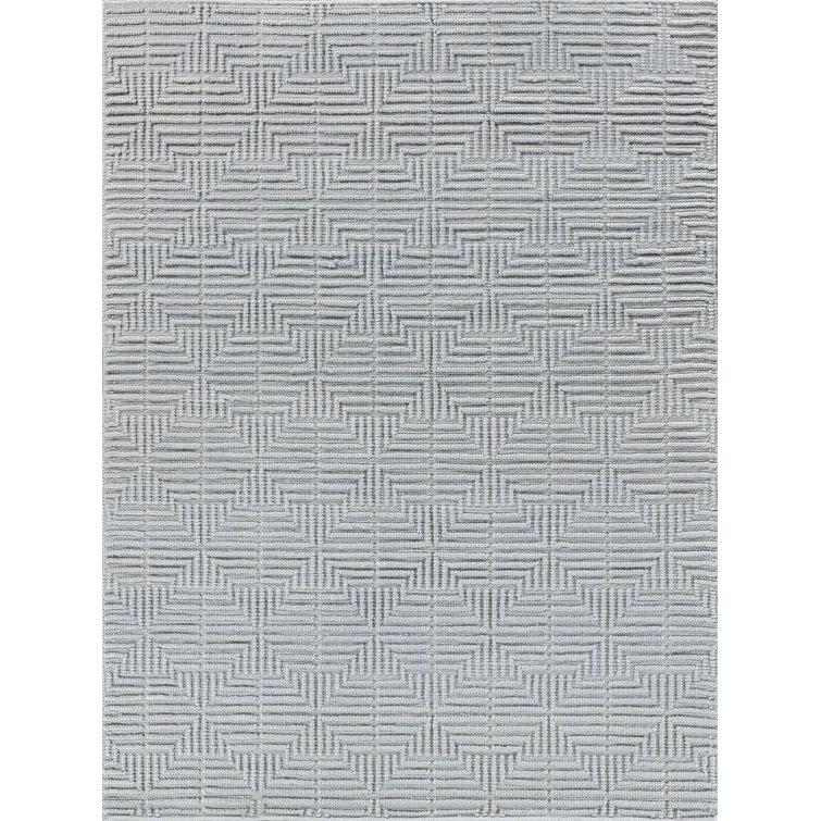 Manzoni Silver Geometric Handmade Wool-Viscose 12' x 15' Rug