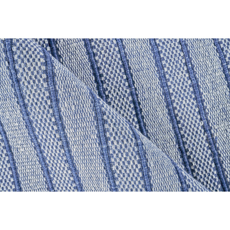 Nova 5' x 8' Blue Synthetic Flat Woven Striped Rug