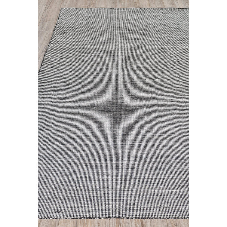 Lenzi Classic Black Stripe Handmade Synthetic Rug, 3' x 5'