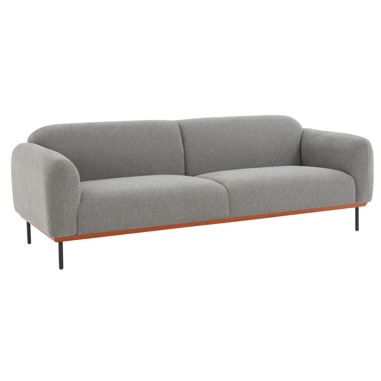 Kaycee 91'' Split-Back Gray Linen Upholstered Sofa