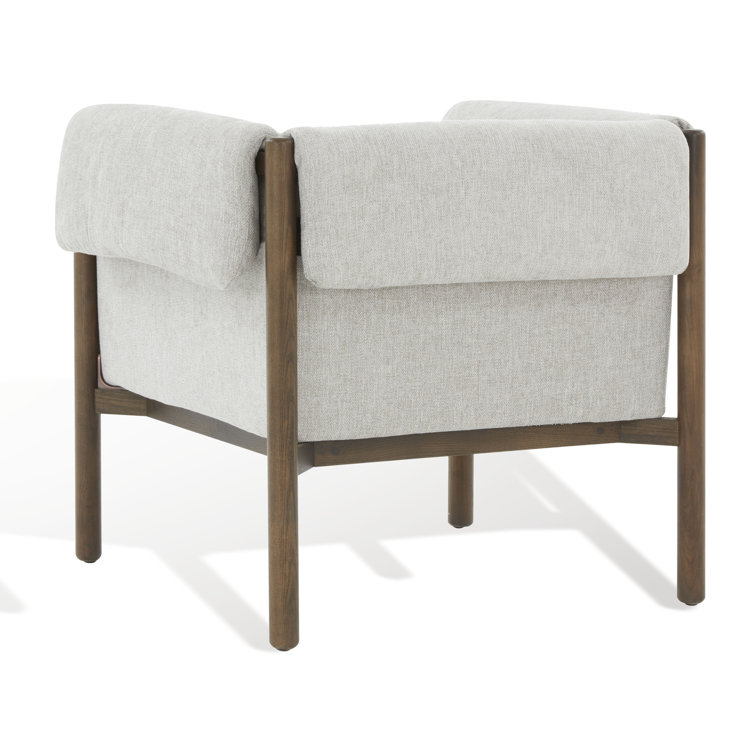 Daphanie Gray Linen Upholstered Armchair with Ash Wood Base