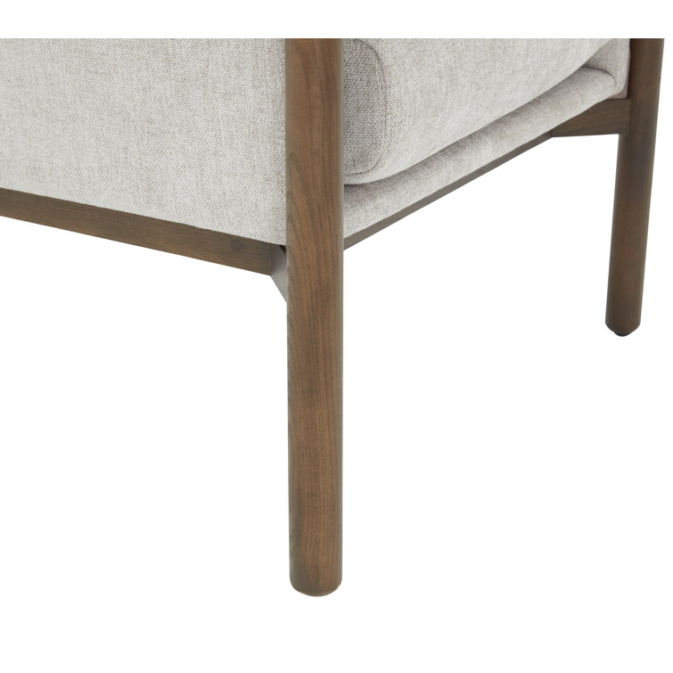Daphanie Gray Linen Upholstered Armchair with Ash Wood Base