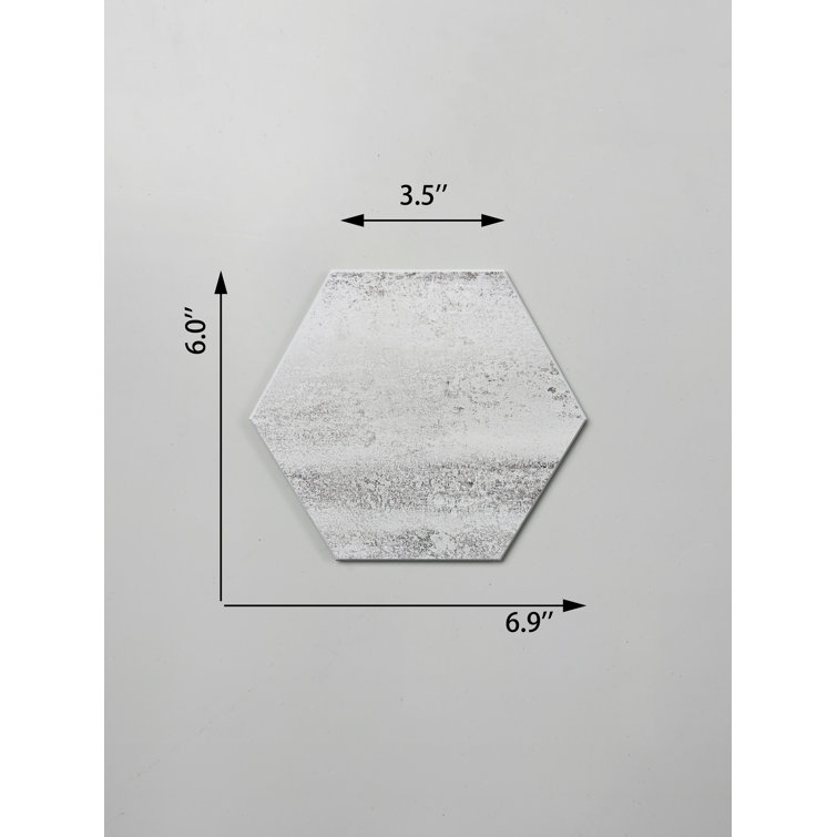 Alpine Gray Hexagon Stone Composite Peel & Stick Wall Tile