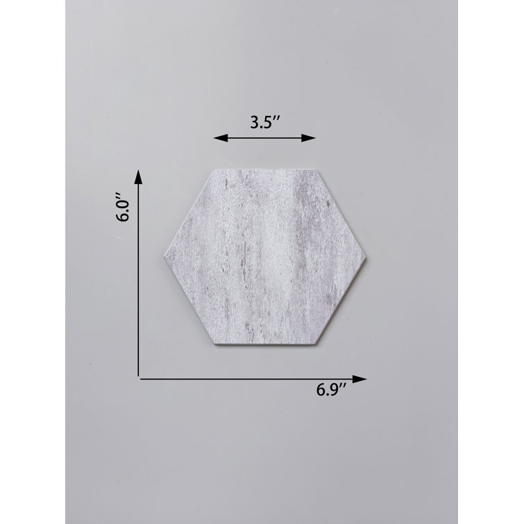 Bex 6" x 6.9" Mineral Gray Hexagon Peel & Stick Wall Tile