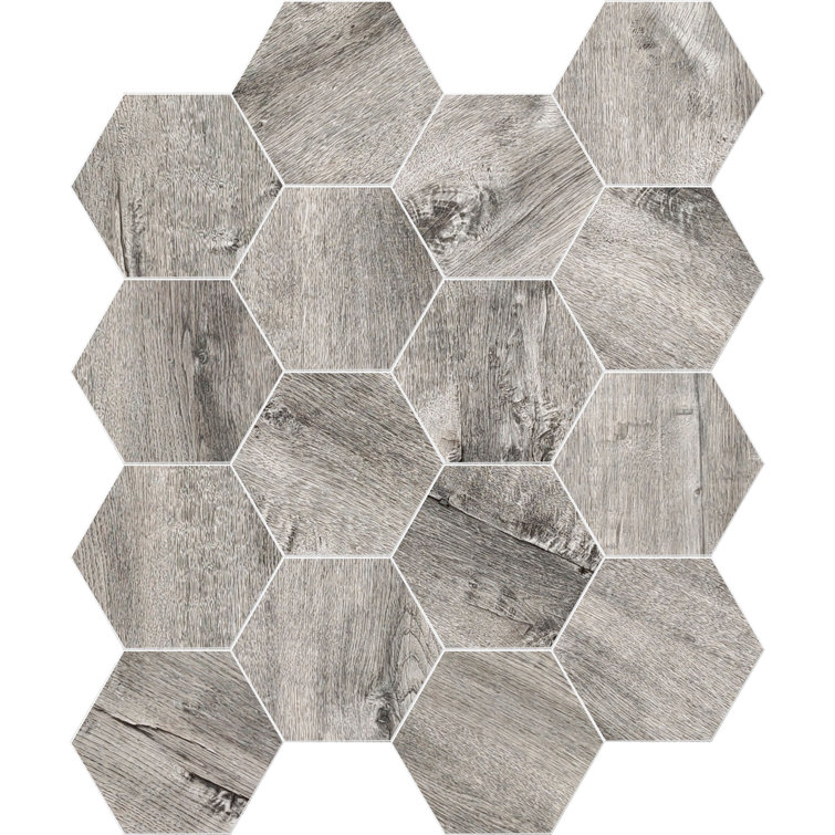 Bonfire Hexagon Wood Grain Peel & Stick Wall Tile