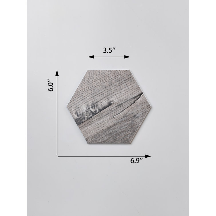 Bonfire Hexagon Wood Grain Peel & Stick Wall Tile