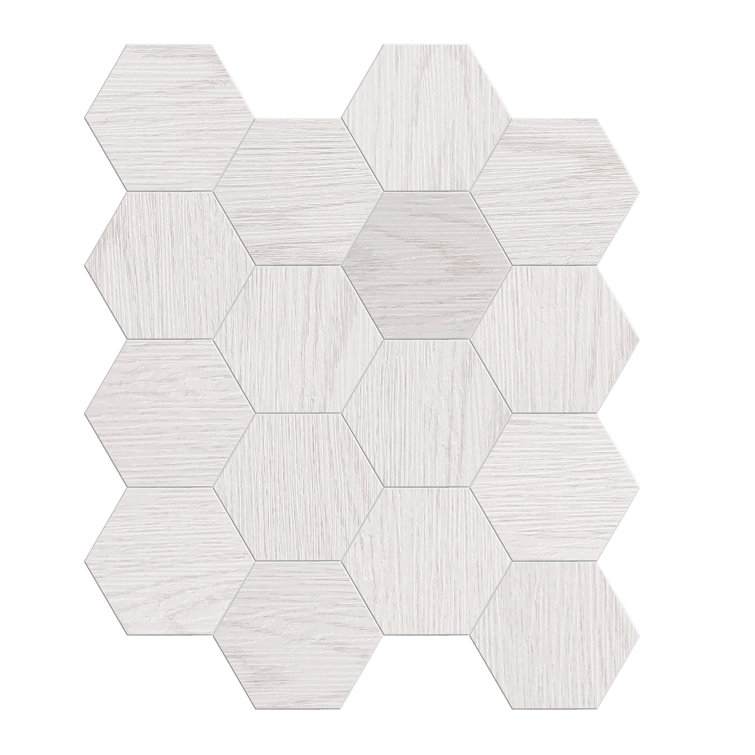 Eggshell Hexagon Stone Composite Peel & Stick Wall Tiles