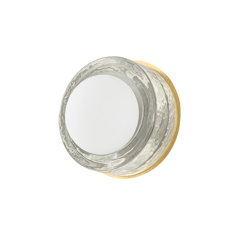 Aged Brass Round Opal Glass 1-Light Energy Star Wall Sconce