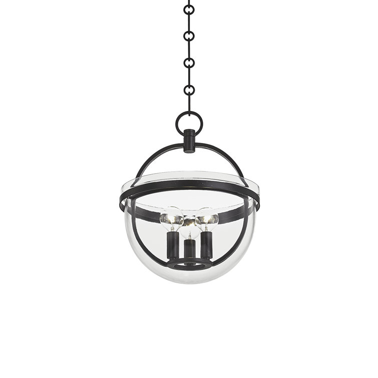 Aged Iron and Clear Glass 3-Light Indoor/Outdoor Jar Lantern