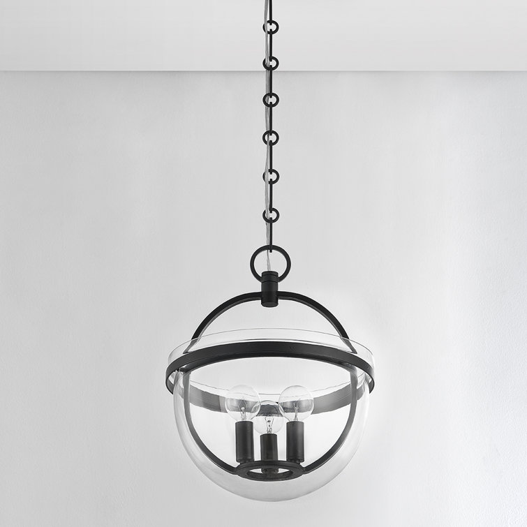 Aged Iron and Clear Glass 3-Light Indoor/Outdoor Jar Lantern
