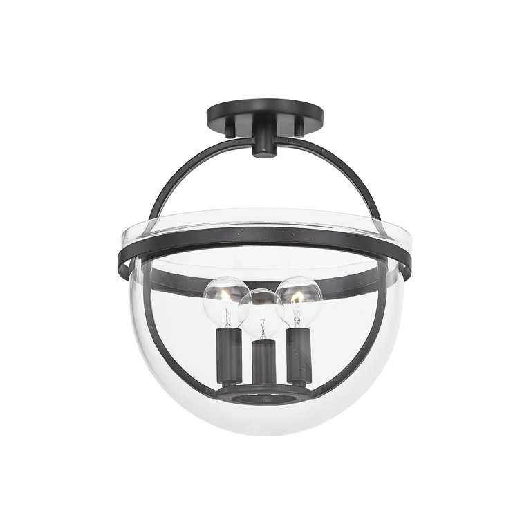 Aged Iron and Clear Glass 3-Light Indoor/Outdoor Jar Lantern