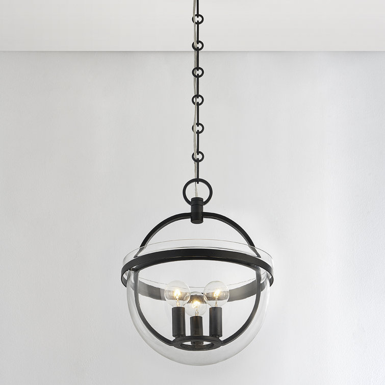 Aged Iron and Clear Glass 3-Light Indoor/Outdoor Jar Lantern