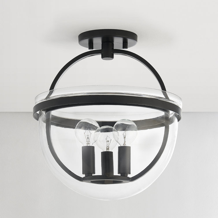 Aged Iron and Clear Glass 3-Light Indoor/Outdoor Jar Lantern