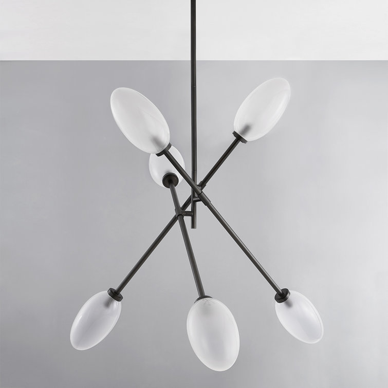 Alberton Black Brass 6-Light Sputnik Chandelier with Clear Glass Shades