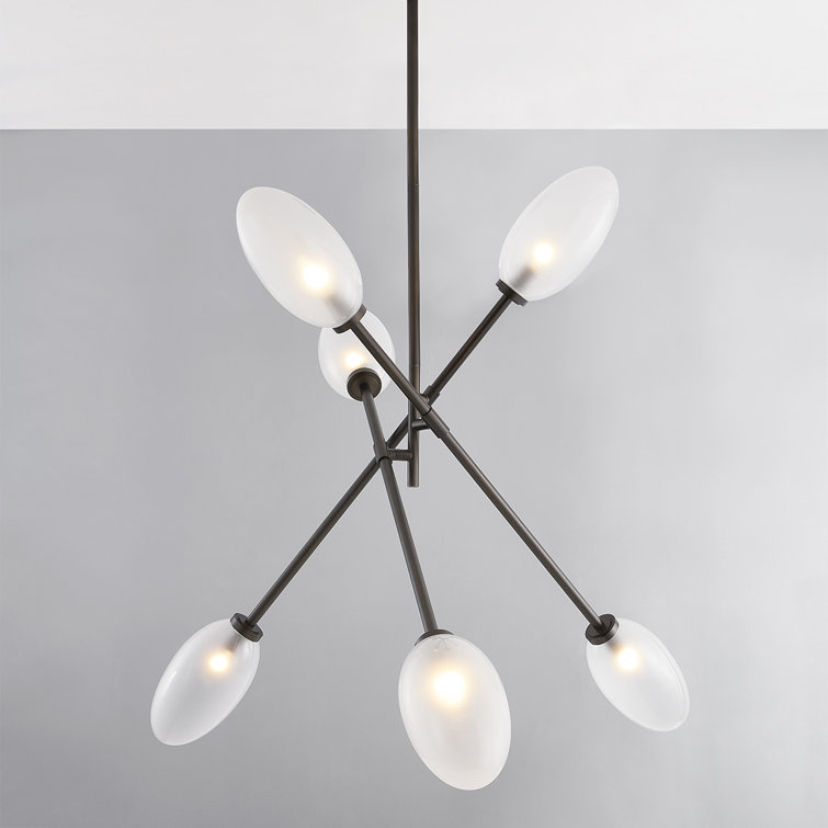 Alberton Black Brass 6-Light Sputnik Chandelier with Clear Glass Shades