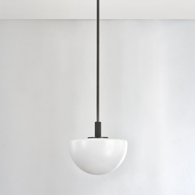 Lethbridge Old Bronze 11" White Glass Bowl Pendant Light