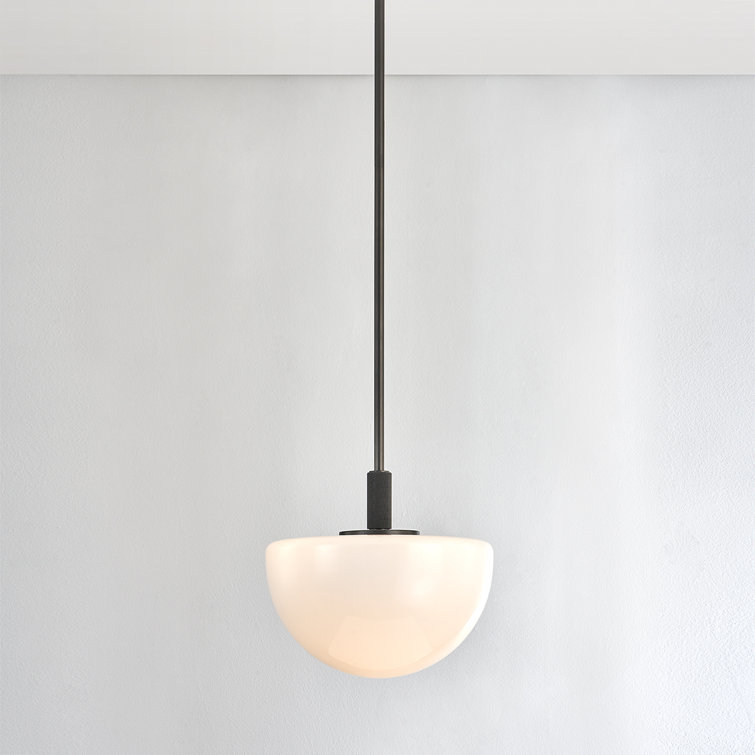 Lethbridge Old Bronze 11" White Glass Bowl Pendant Light