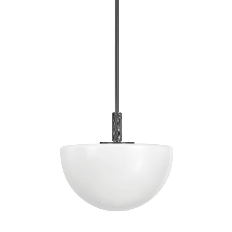 Elegant Polished Nickel Bowl Pendant with White Glass Shade