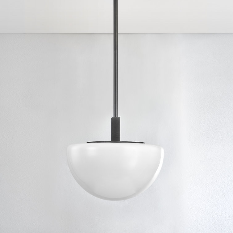Lethbridge Elegance 1-Light Old Bronze Pendant with White Glass Dome