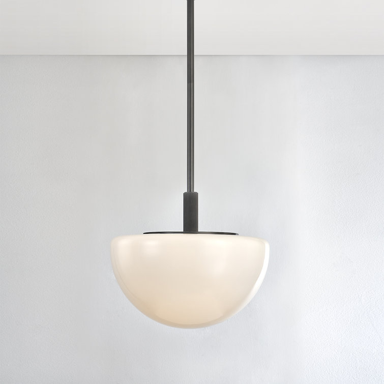 Lethbridge Elegance 1-Light Old Bronze Pendant with White Glass Dome