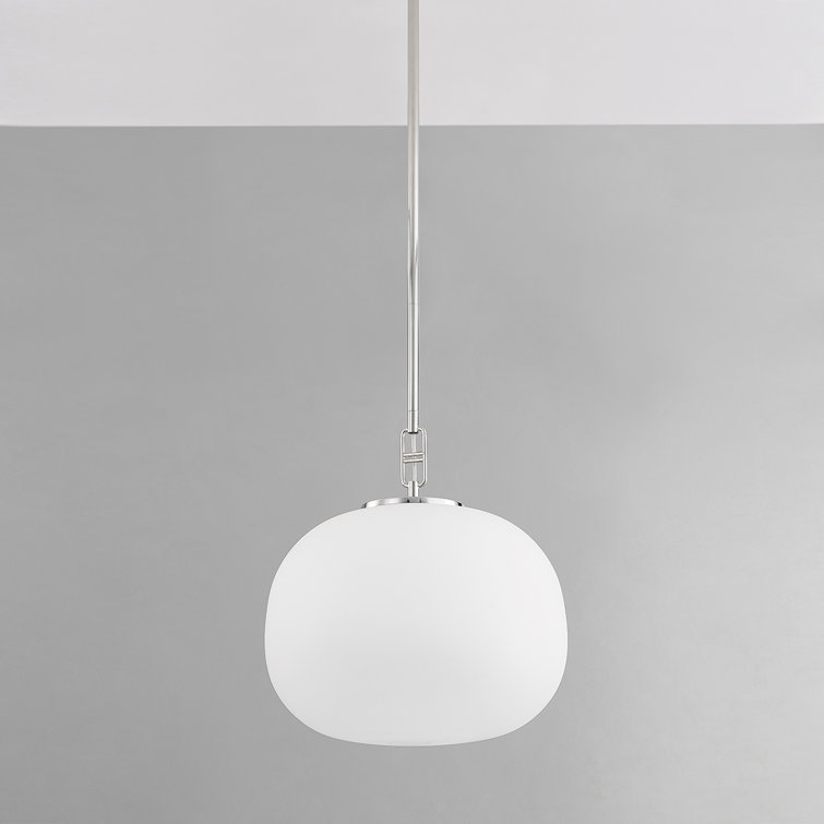 Polished Nickel Glass LED Indoor/Outdoor Pendant Light