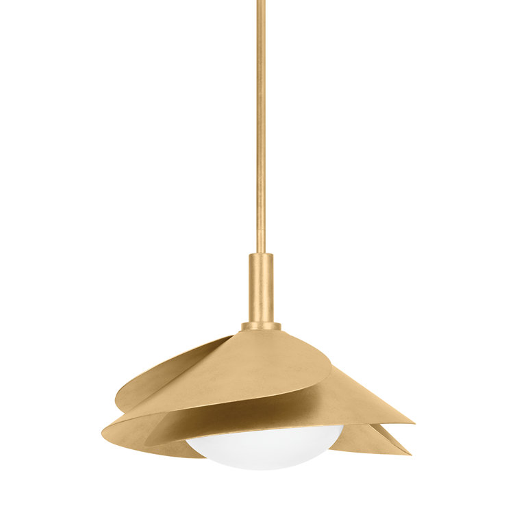 Elysian Vintage Gold Leaf Globe Pendant with White Glass Shade
