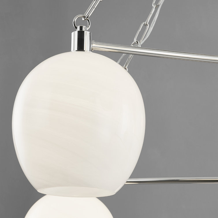 Asbury Park Elegance 8-Light Polished Nickel & White Glass Chandelier