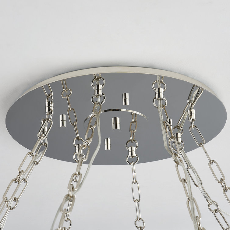 Asbury Park Elegance 8-Light Polished Nickel & White Glass Chandelier