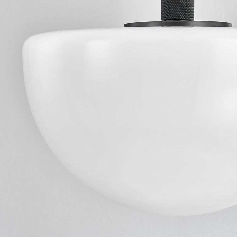 Lethbridge Old Bronze 11" White Glass Bowl Pendant Light