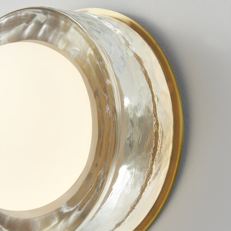 Aged Brass Round Opal Glass 1-Light Energy Star Wall Sconce