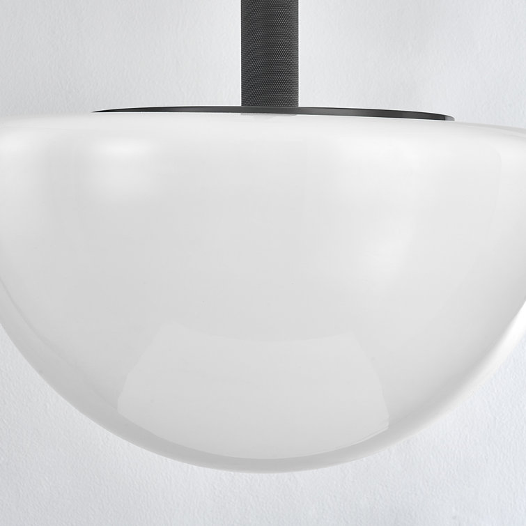 Lethbridge Elegance 1-Light Old Bronze Pendant with White Glass Dome