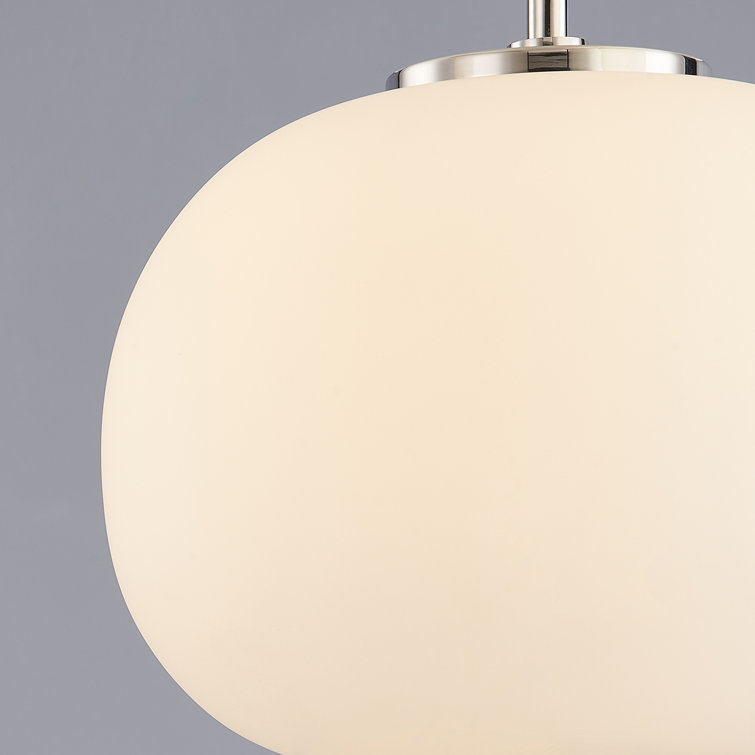 Elliptical Opal Glass Globe Pendant with Polished Nickel Finish
