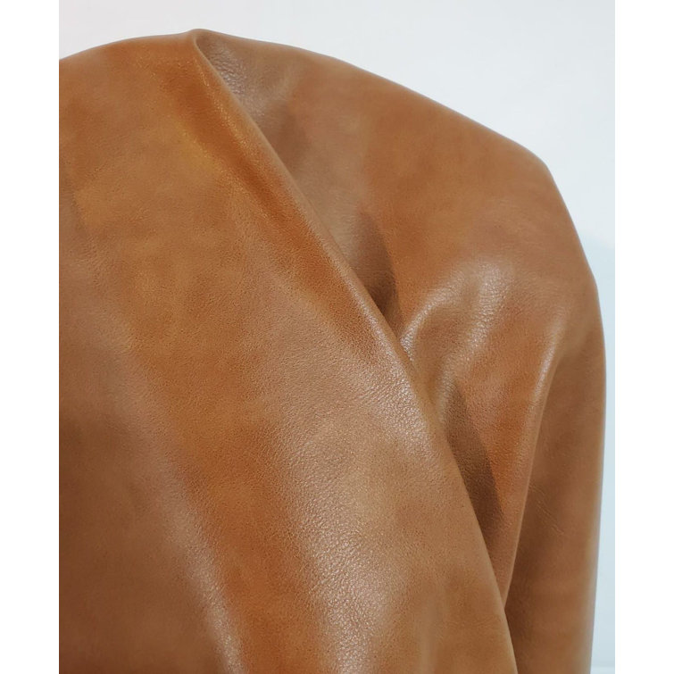 Tan Cognac Brown Soft Faux Vegan Leather Upholstery Fabric