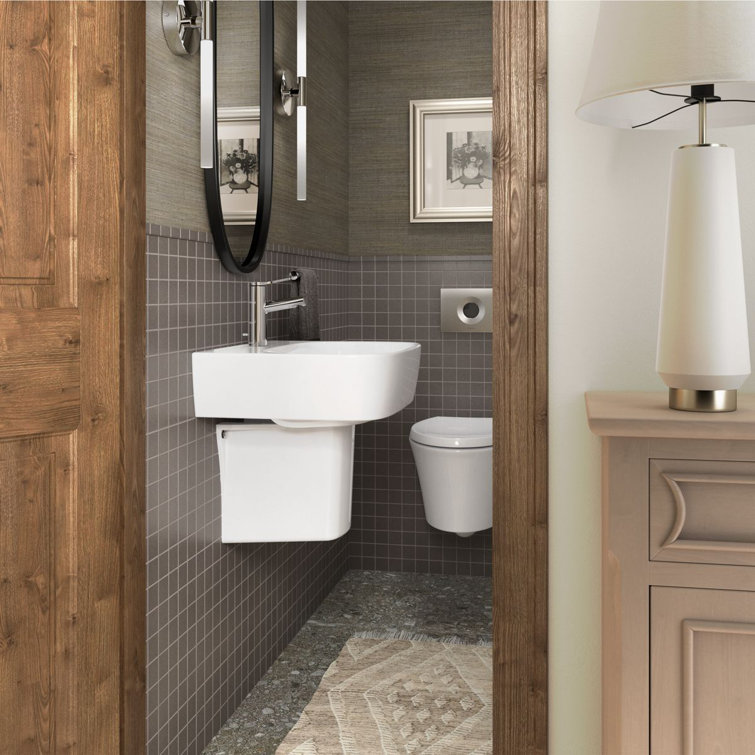ModernLife White Ceramic Wall-Mount Rectangular Bathroom Sink