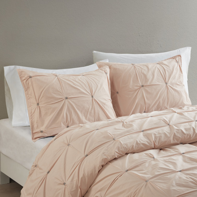 King White Cotton Embroidered Comforter Set with Shams