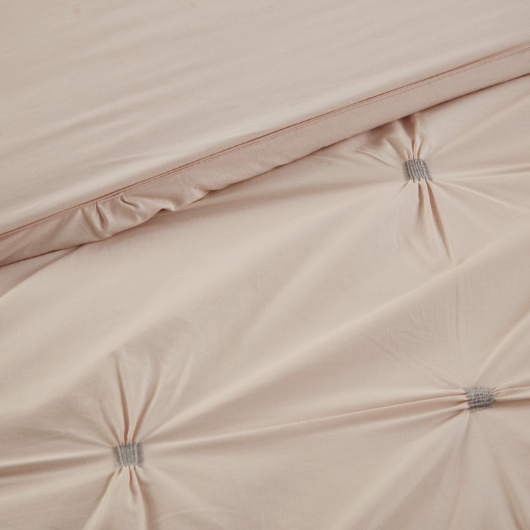 King White Cotton Embroidered Comforter Set with Shams