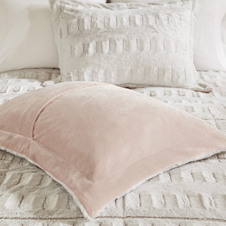 Blush King Faux Fur Reversible Bedspread Set