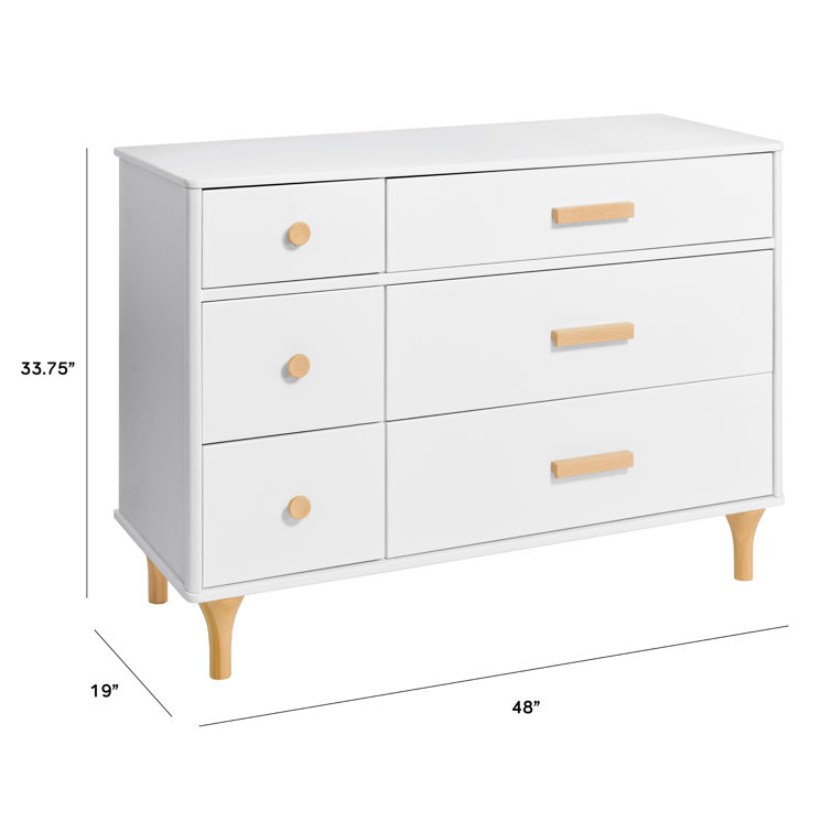 Lolly 6-Drawer Double Dresser in White and Natural