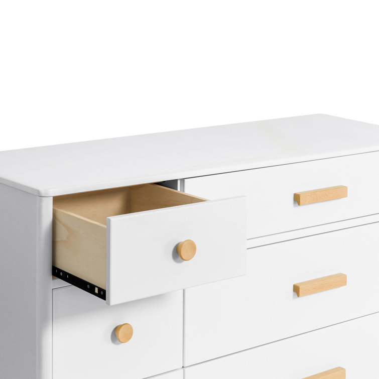 Lolly 6-Drawer Double Dresser in White and Natural