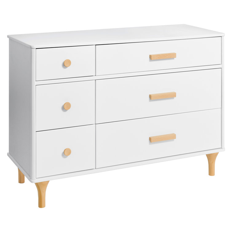 Lolly 6-Drawer Double Dresser in White and Natural