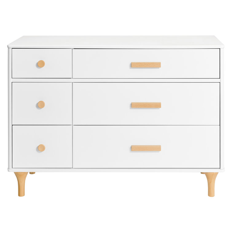 Lolly 6-Drawer Double Dresser in White and Natural