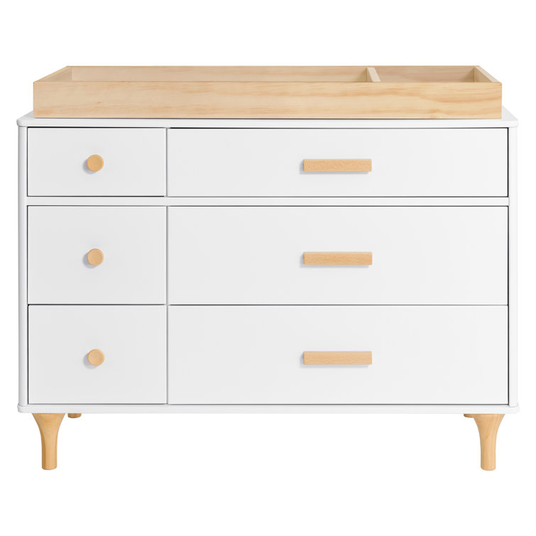 Lolly 6-Drawer Double Dresser in White and Natural