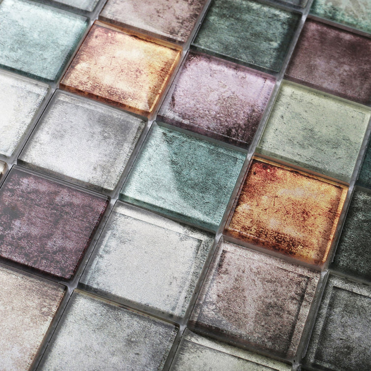 Antique Multicolor 12'' x 12'' Glass Mosaic Wall Tile