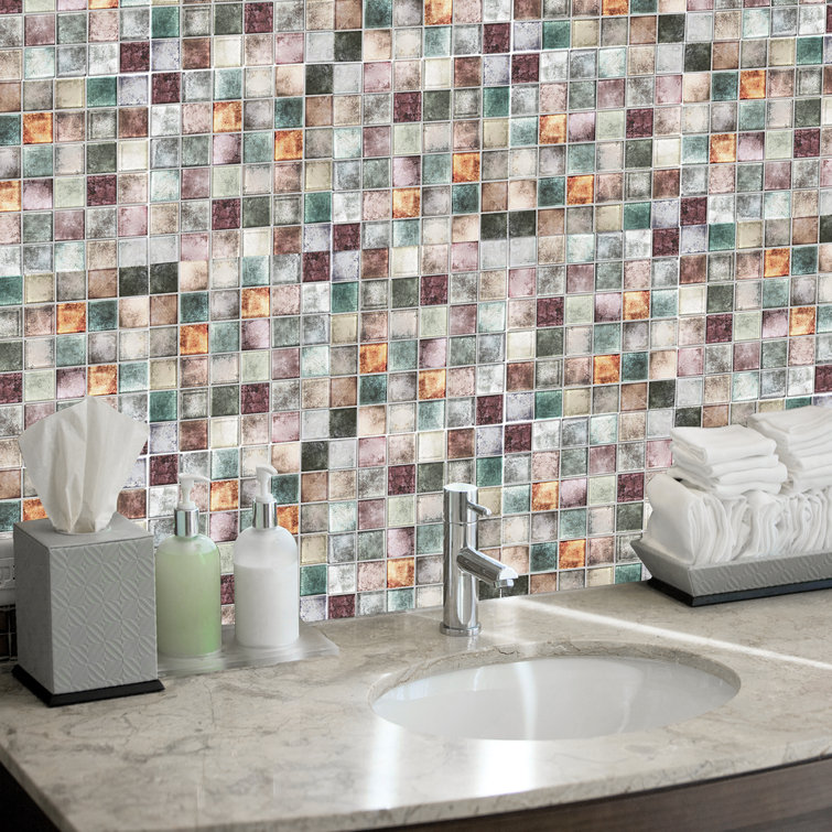 Antique Multicolor 12'' x 12'' Glass Mosaic Wall Tile