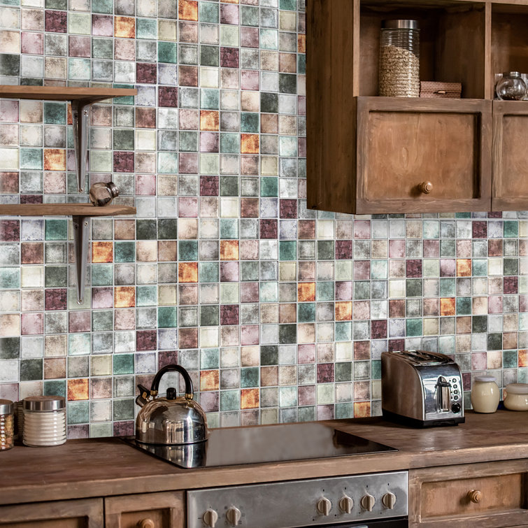 Antique Multicolor 12'' x 12'' Glass Mosaic Wall Tile