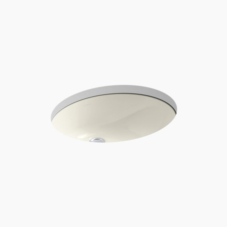 Biscuit Ceramic Oval Undermount Bathroom Sink
