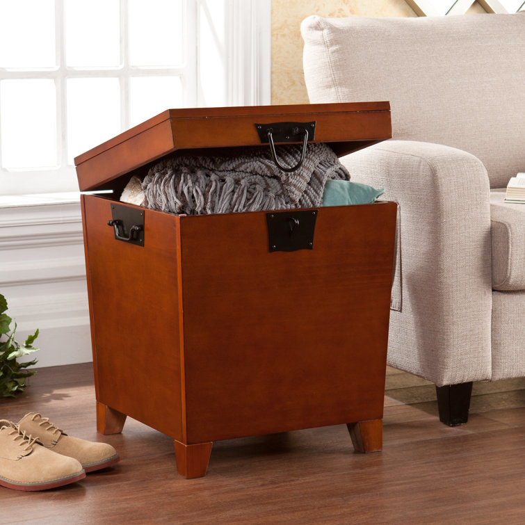 Mission Oak Rectangular Wooden End Table with Storage