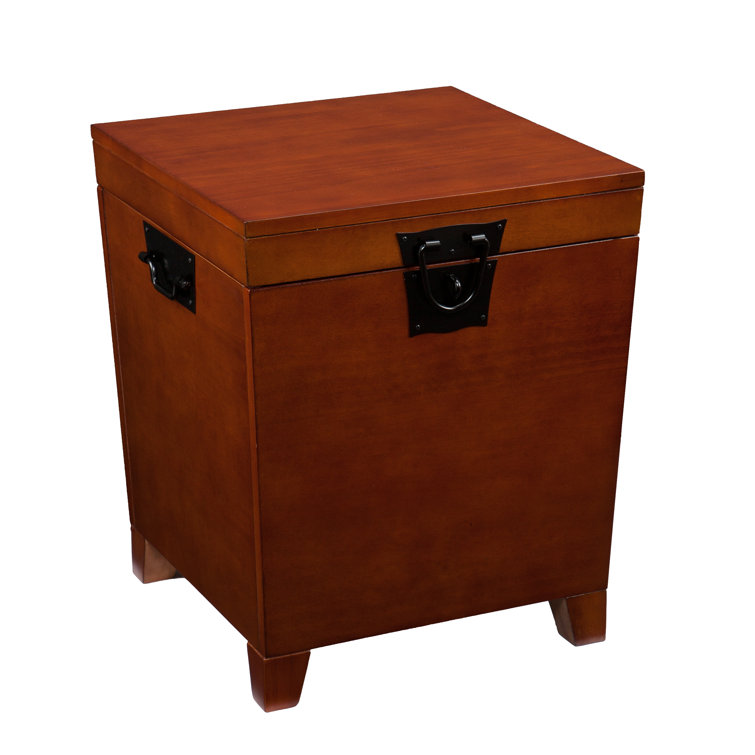 Mission Oak Rectangular Wooden End Table with Storage