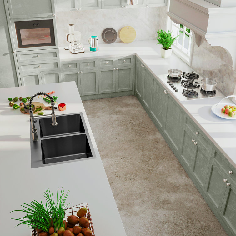 33'' Black Stainless Steel Double Bowl Drop-In Kitchen Sink